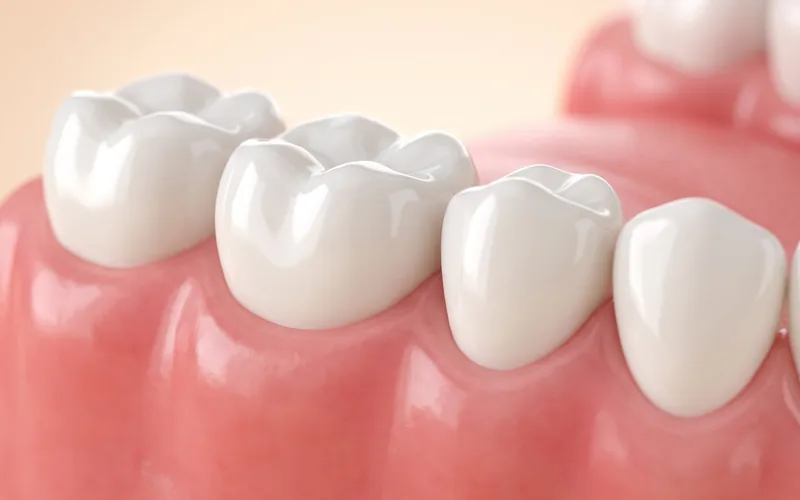 Illustration : des dents et des gencives saines, en image 3D